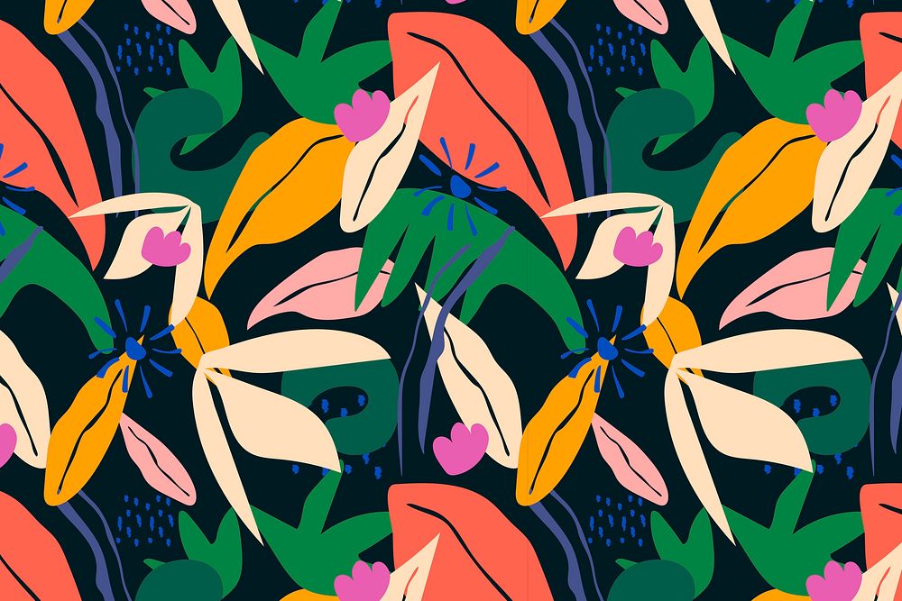 Colorful leaf pattern collage element, tropical design vector