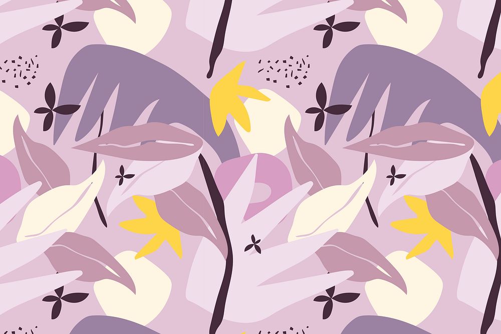 Botanical pattern collage element, purple design vector