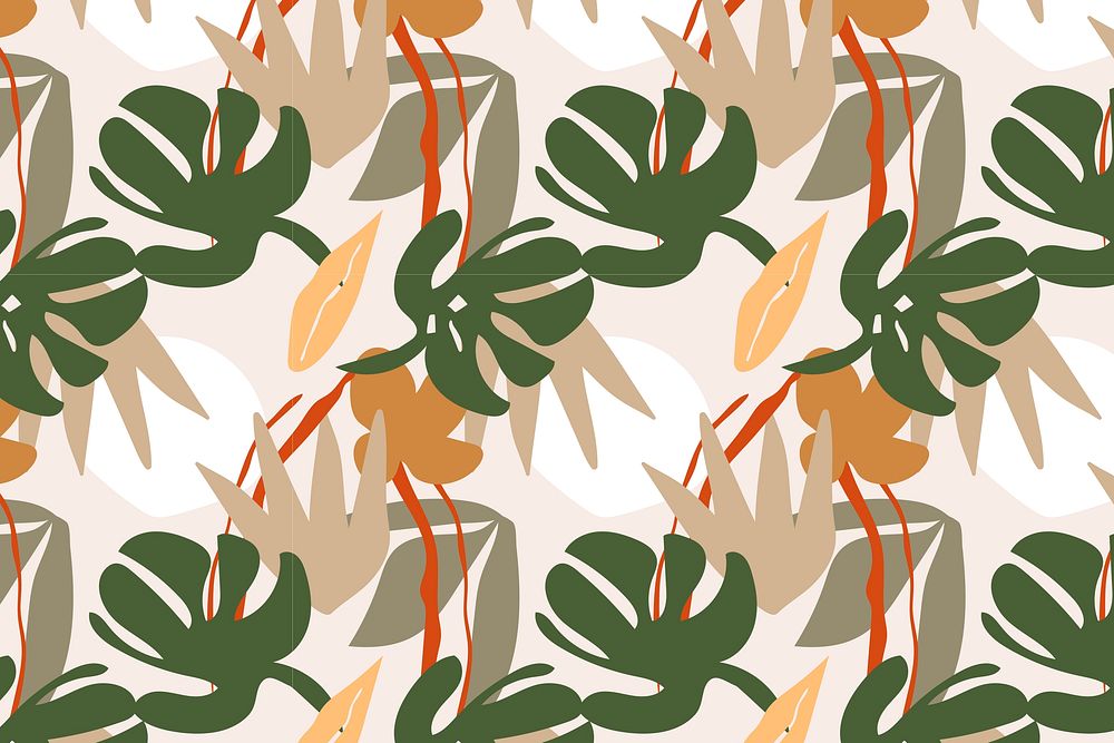 Leaf pattern collage element, tropical design vector