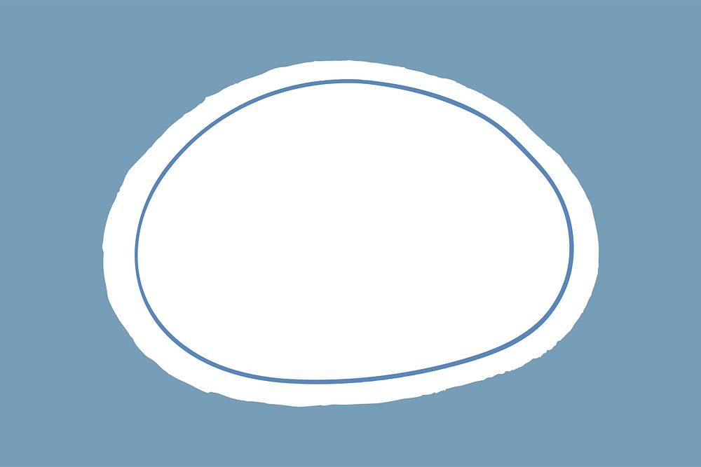 Oval frame, cute blue design element vector