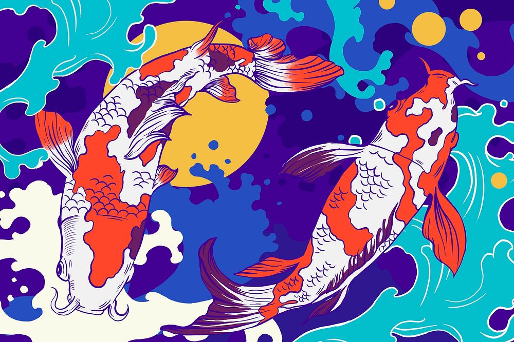 Koi fish illustration, colorful design