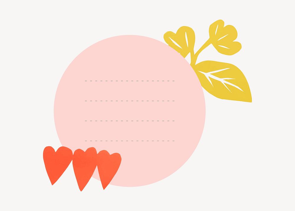 Pink round note, stationery illustration vector