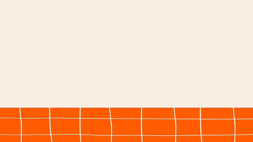 Beige desktop wallpaper, orange grid border design