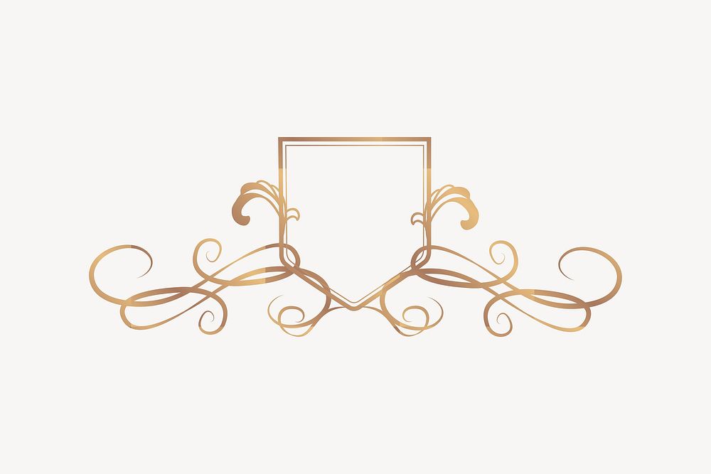 Decorative frame gold collage element vector