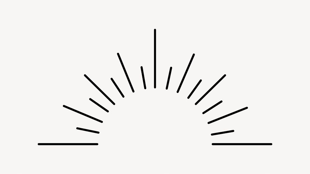 Sun ray, line art design element vector