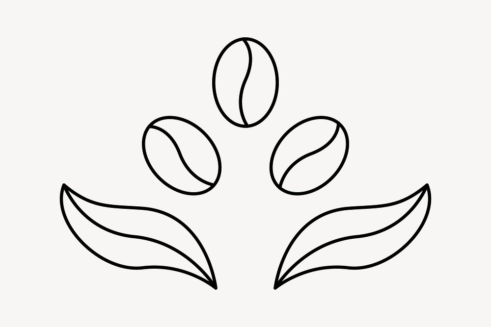 Coffee bean, line art design element vector