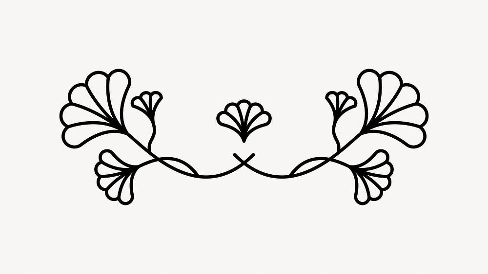 Flowers line art logo element vector
