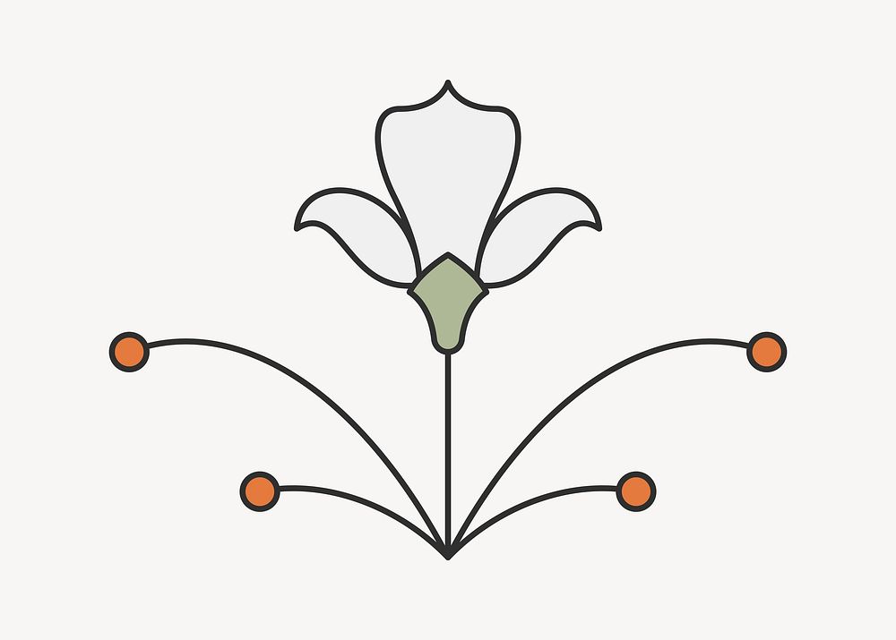 Flower line art, minimal design element vector