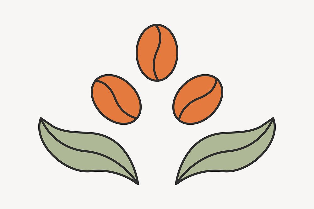 Coffee beans, line art logo element vector