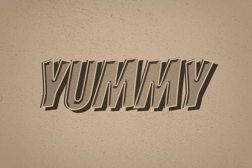 Yummy word retro comic typography