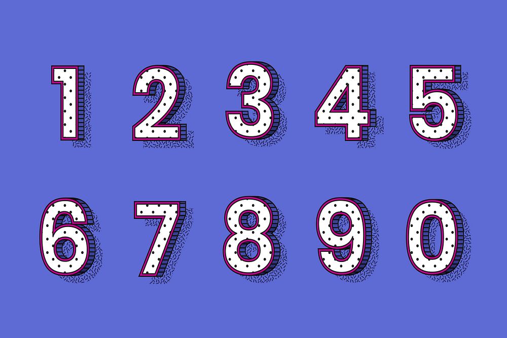 Isometric halftone font numbers 0-9 on blue