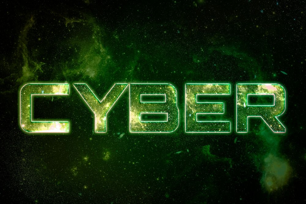 CYBER word galaxy effect typography text