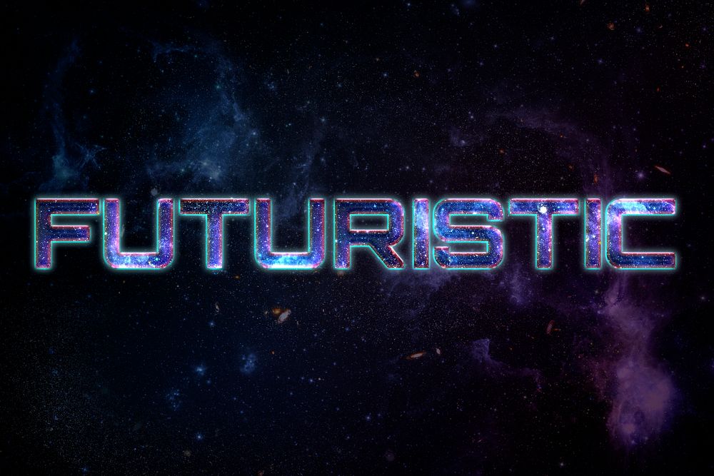FUTURISTIC word typography text on galaxy background