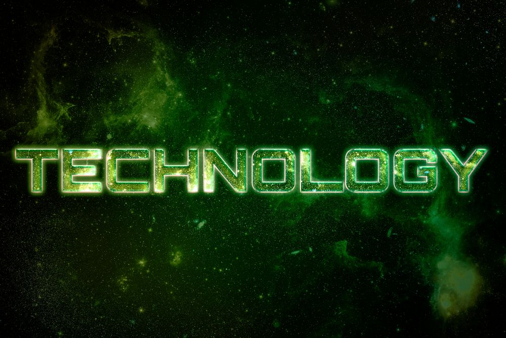 TECHNOLOGY word galaxy effect typography text