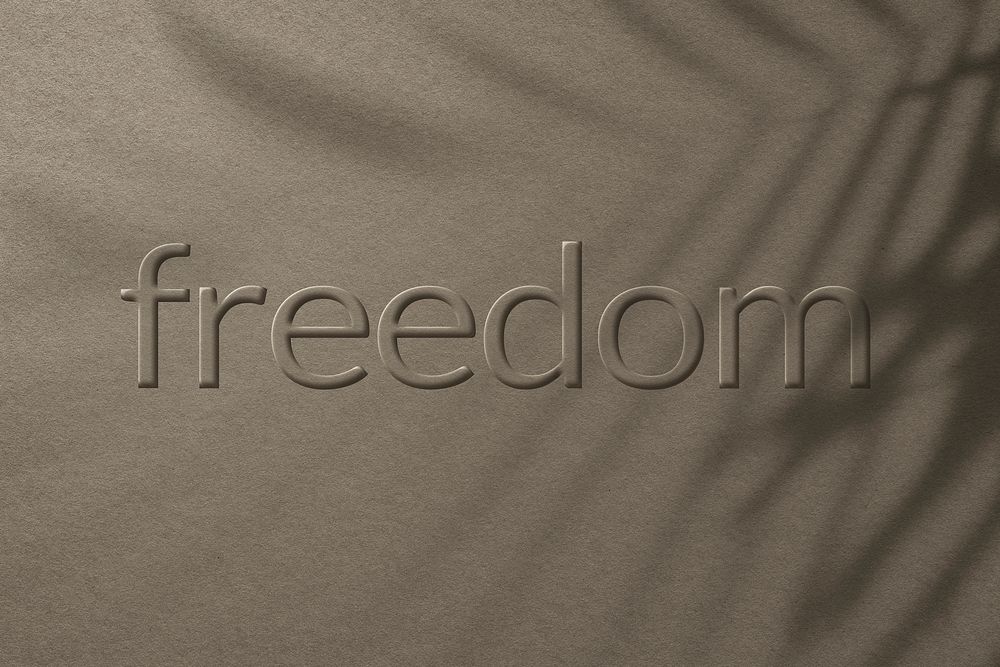 Freedom embossed word typography design