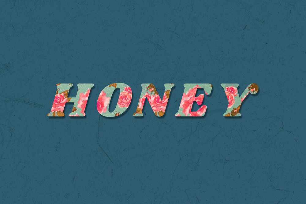 Floral honey italic retro typography