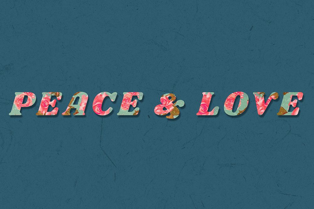 Peace & love typography bold floral font