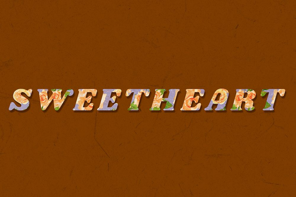 Sweetheart retro floral pattern typography