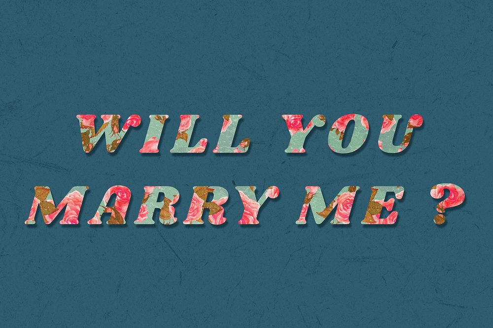 Colorful will you marry me? typography vintage font