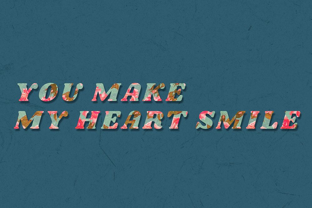 Colorful you make my heart smile typography vintage font