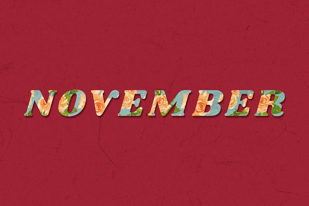 November floral pattern font typography