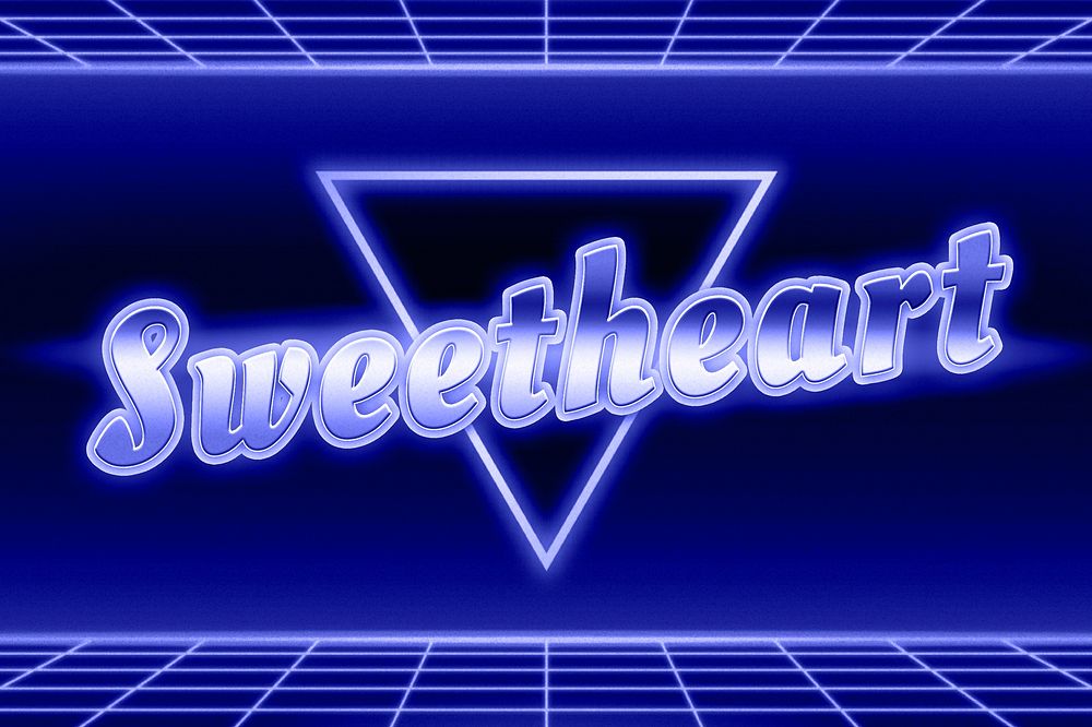 Monochrome futuristic sweetheart word neon typography