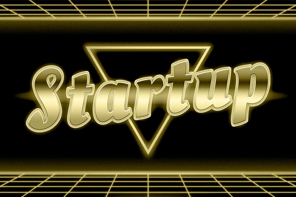 80s startup word neon typography