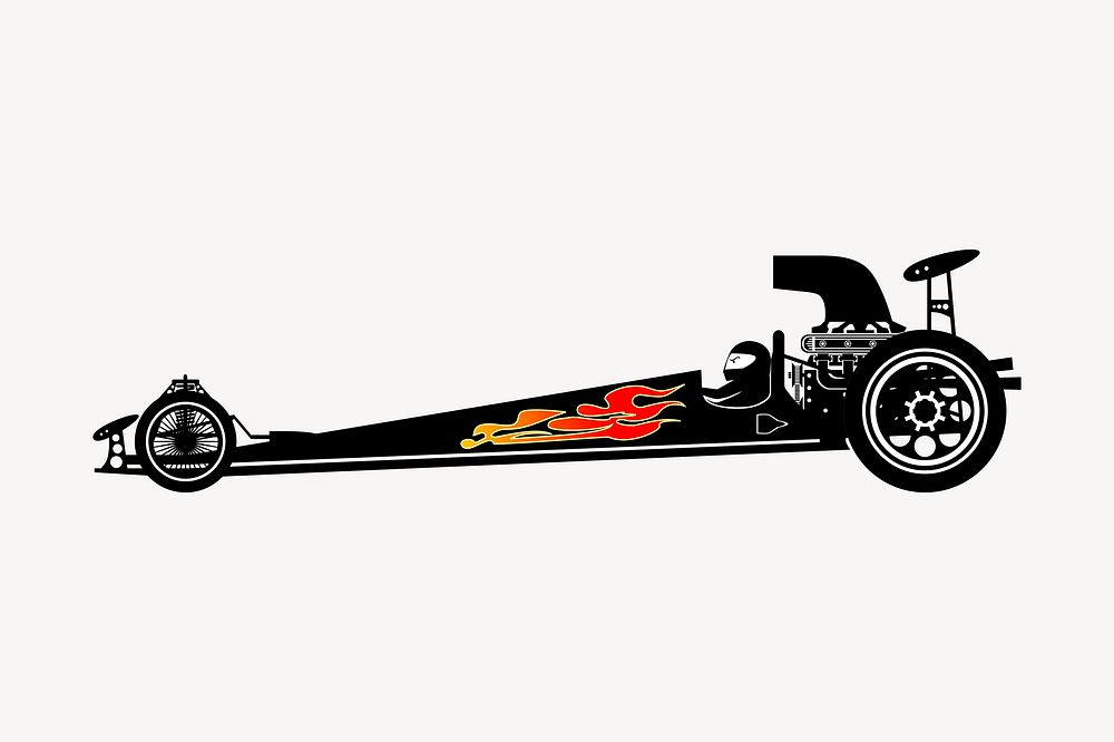Racing car collage element illustration vector. Free public domain CC0 image.