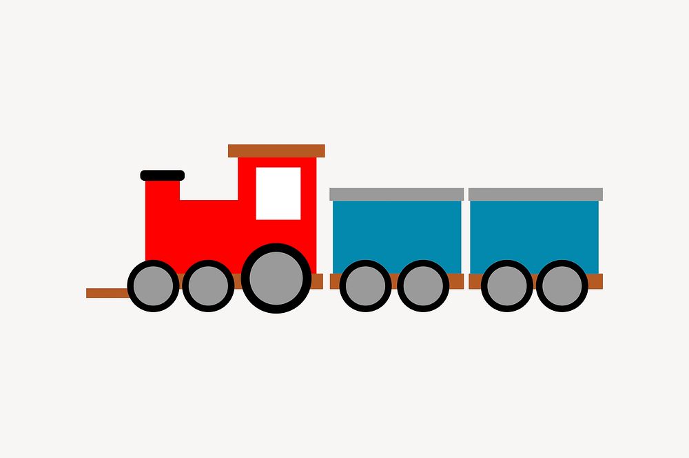Train cartoon collage element illustration vector. Free public domain CC0 image.