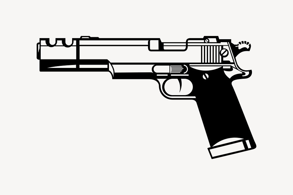 Gun illustration. Free public domain CC0 image.