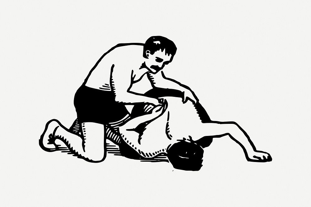 Wrestle clipart, illustration psd. Free public domain CC0 image.
