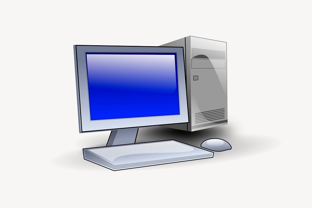 Desktop computer illustration. Free public domain CC0 image.