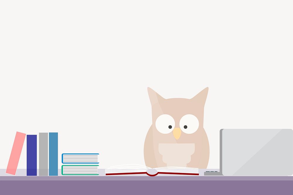 Owl reading background, education illustration psd. Free public domain CC0 image.