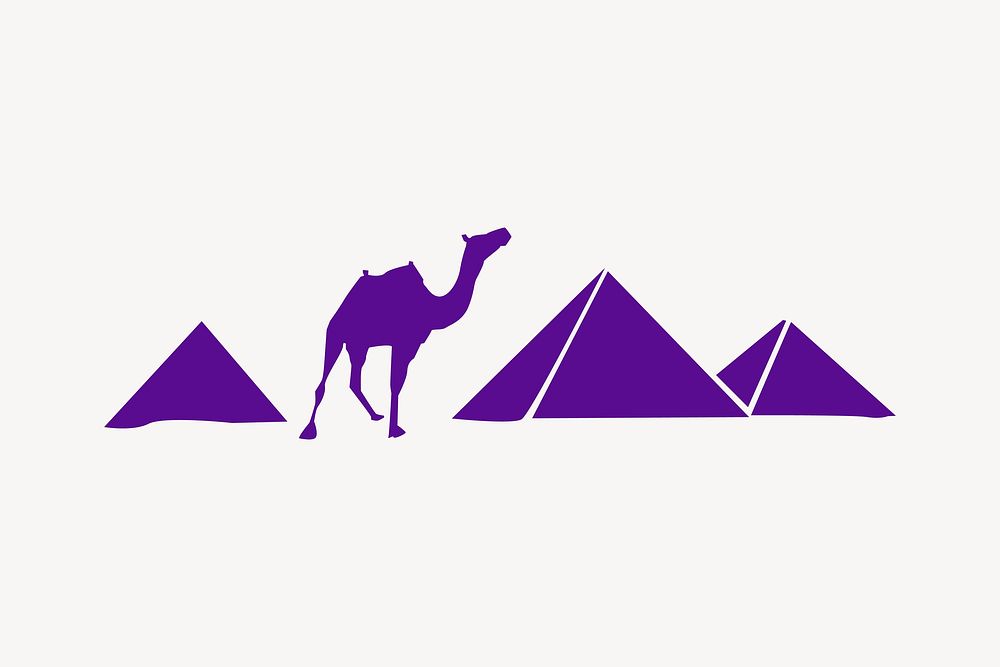 Camel and pyramid illustration. Free public domain CC0 image.