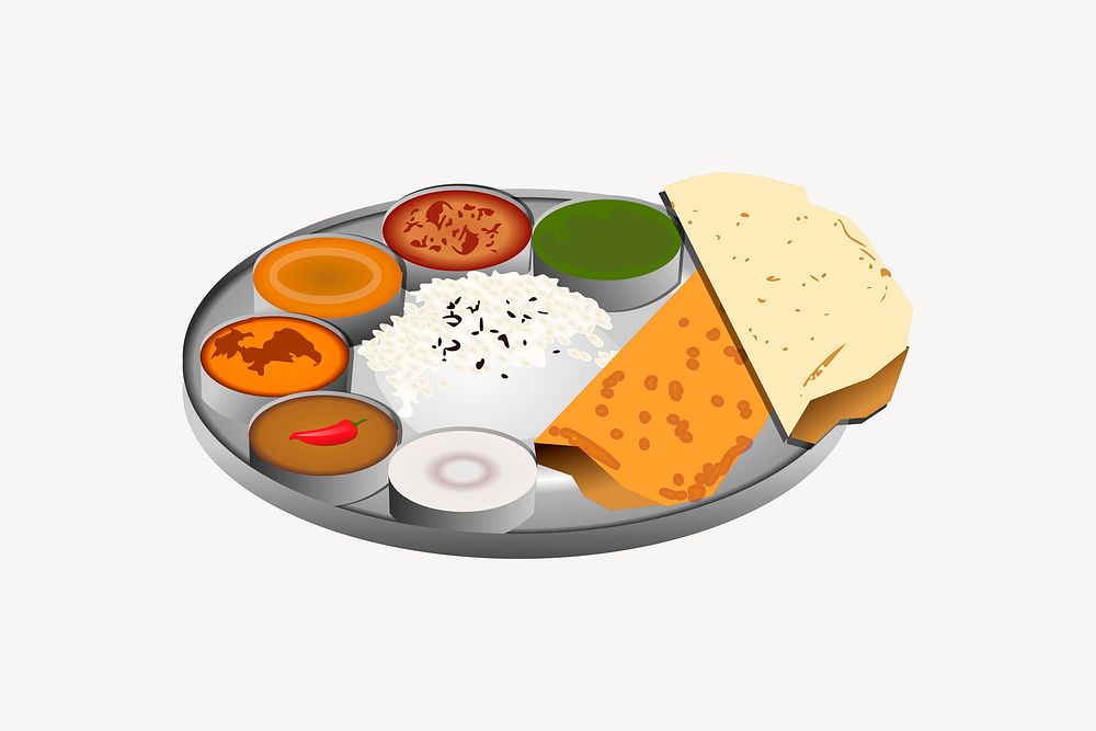 Indian food clipart, illustration. Free public domain CC0 image.