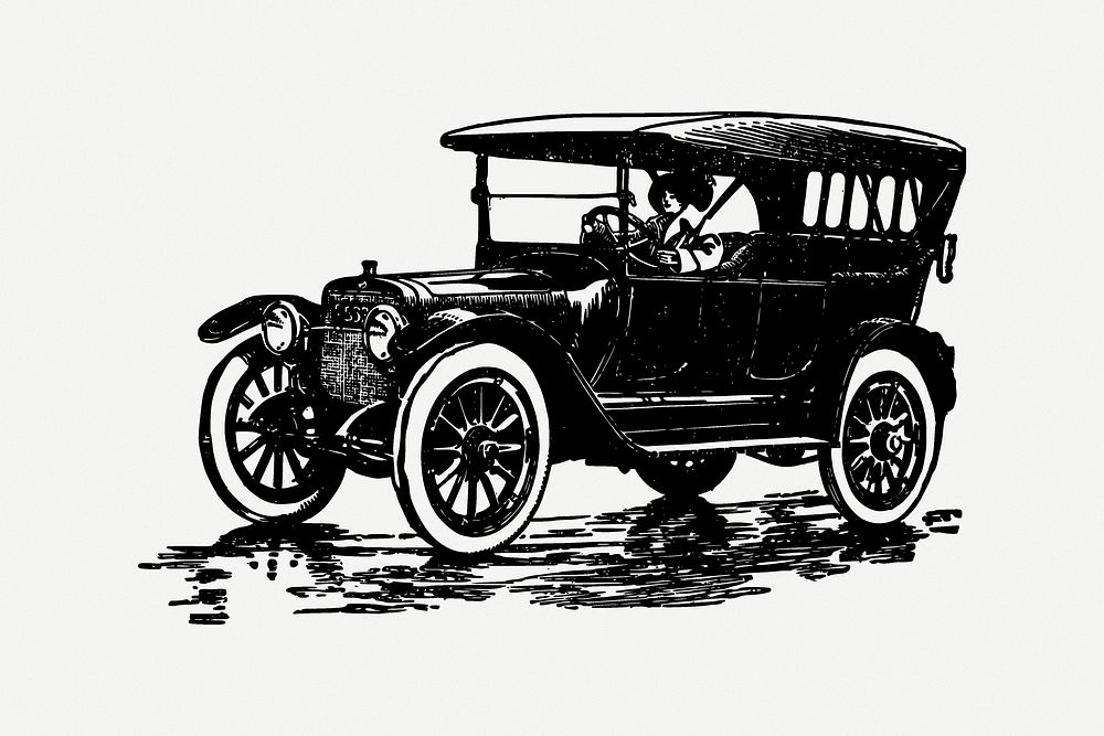 Antique car clipart, illustration psd. Free public domain CC0 image.
