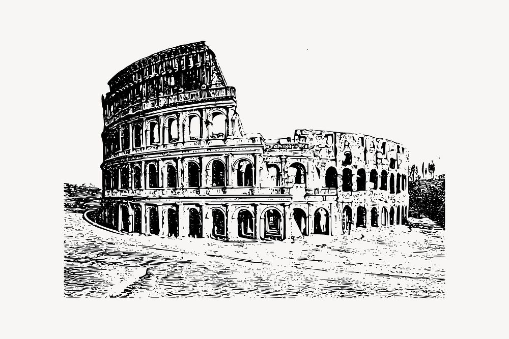 The Colosseum clipart, illustration vector. Free public domain CC0 image.