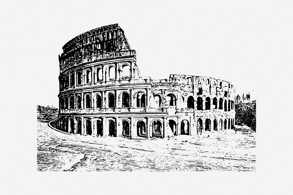 The Colosseum clipart, illustration. Free public domain CC0 image.