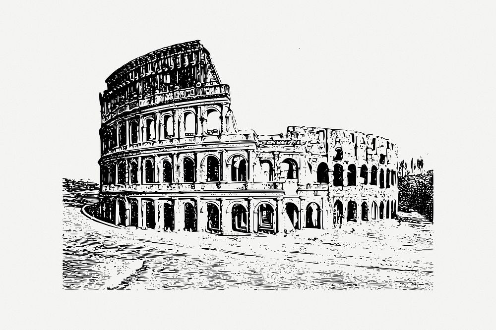 The Colosseum clipart, illustration psd. Free public domain CC0 image.
