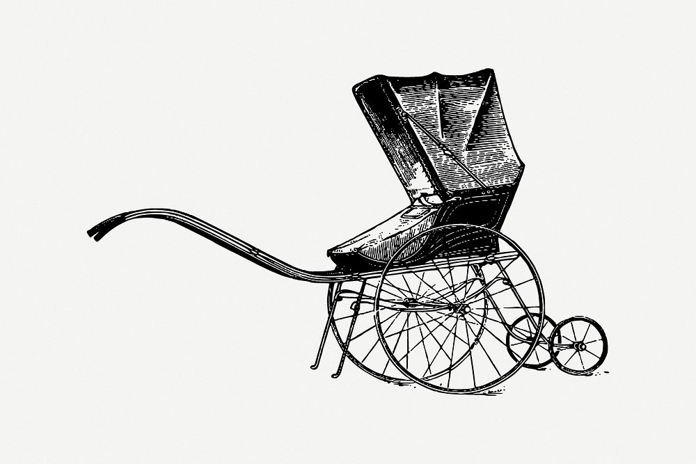 Baby carriage clipart, illustration psd. Free public domain CC0 image.