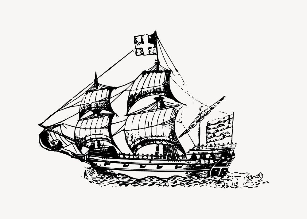 Sailboat clipart, illustration vector. Free public domain CC0 image.