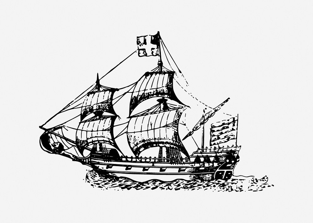Sailboat clipart, illustration. Free public domain CC0 image.