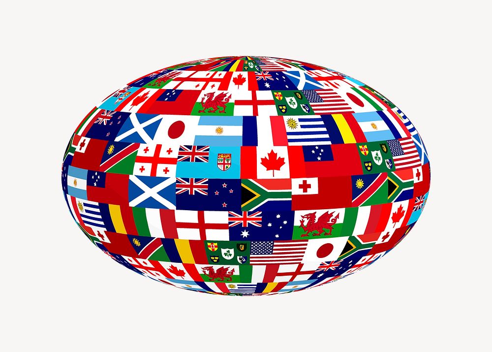 World flag globe clipart, national symbol illustration. Free public domain CC0 image.