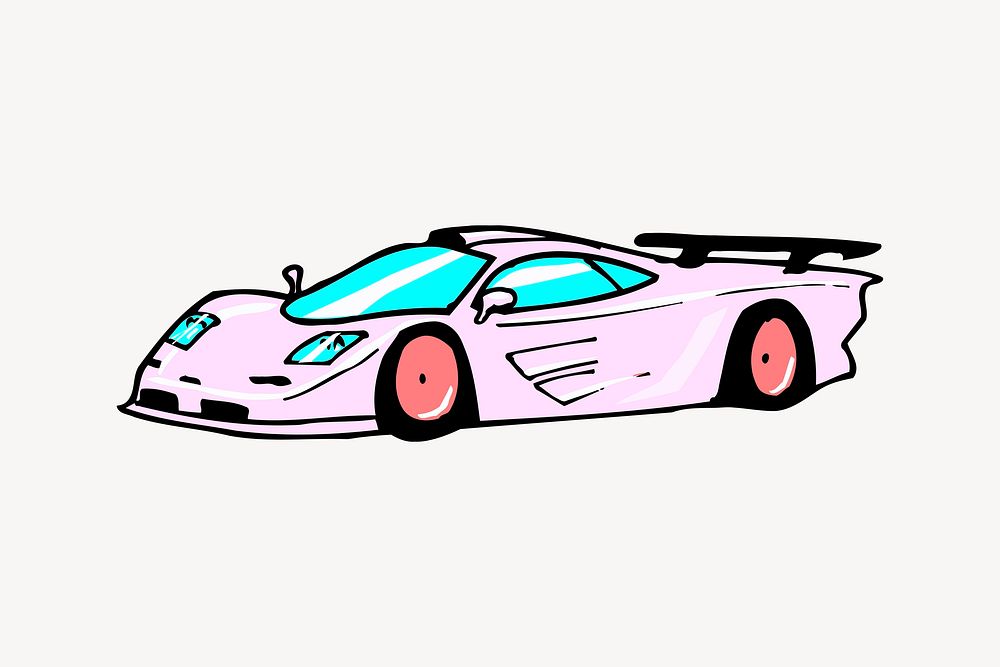 Pink sports car clip art psd. Free public domain CC0 image.