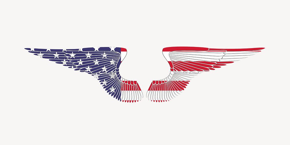 American  flag wings clip art psd. Free public domain CC0 image.