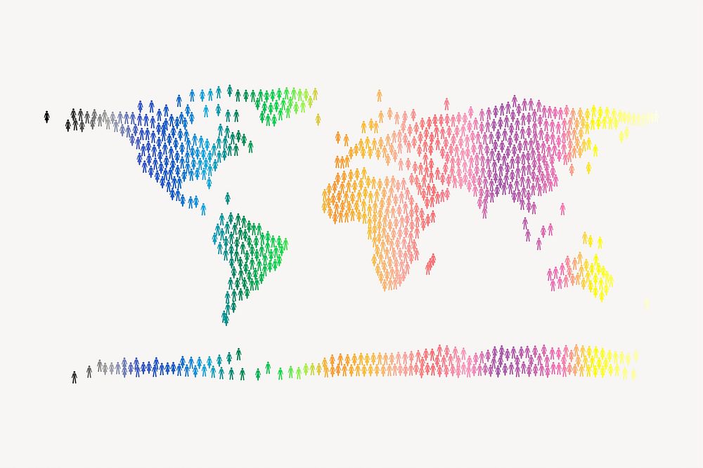 Colorful world map clip art vector. Free public domain CC0 image.
