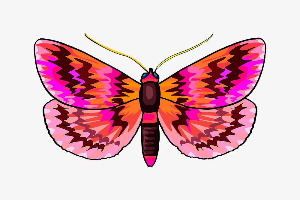 Pink butterfly clip art vector. Free public domain CC0 image.