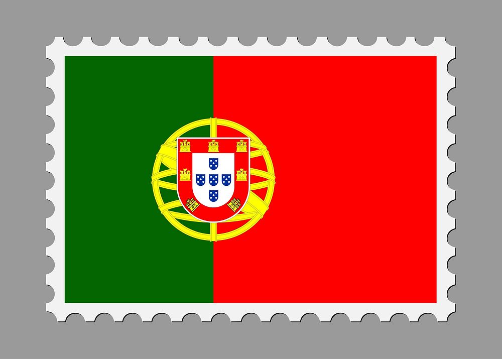 Portuguese flag stamp illustration psd. Free public domain CC0 image.