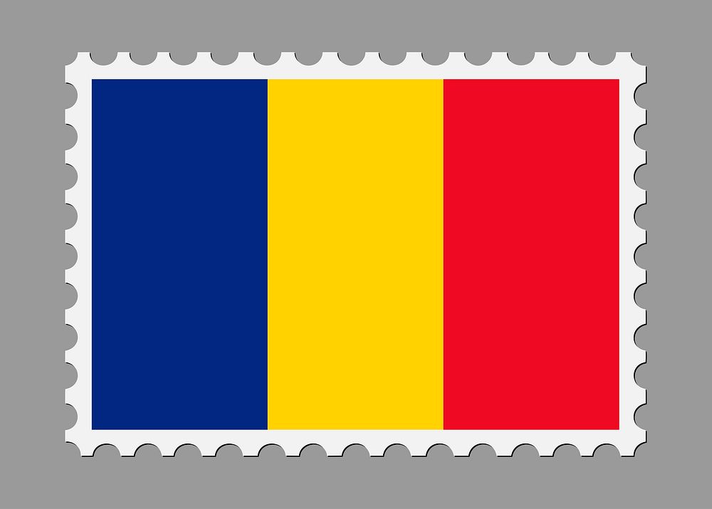 Romanian flag stamp illustration psd. Free public domain CC0 image.