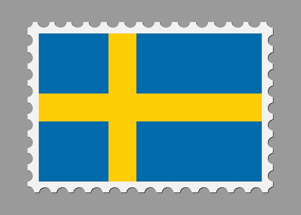 Swedish flag stamp illustration vector. Free public domain CC0 image.